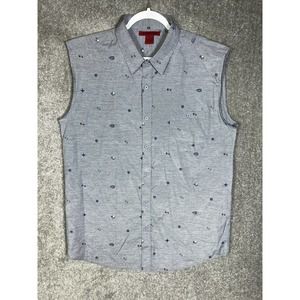 Montage Sleeveless Button Up Shirt‎ Mens Size XL Blue Nautical Boating Print